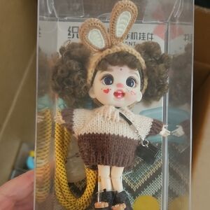 Kids Bunny Ear Doll Keychain - Beige & Brown